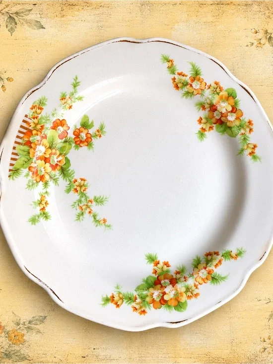Vintage Scalloped Floral Salad Plate