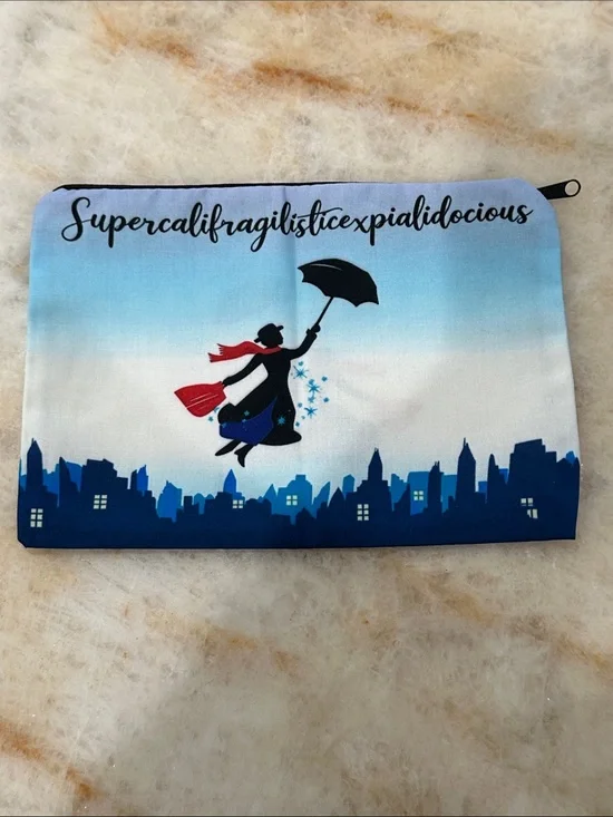 Supercalifragilisticexpialidocious Mary Poppins Zip Pouch - Blue Gradient
