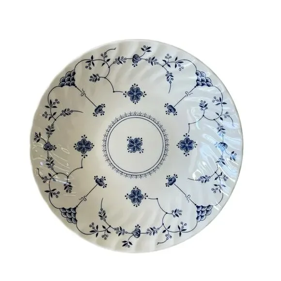 Queen's FINLANDIA Blue & White Floral Porcelain Pasta Bowls 9in ENGLAND New