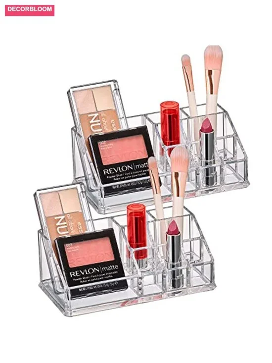 2-Pack Acrylic Cosmetic Organizer, Transparent Plastic Makeup Holder,