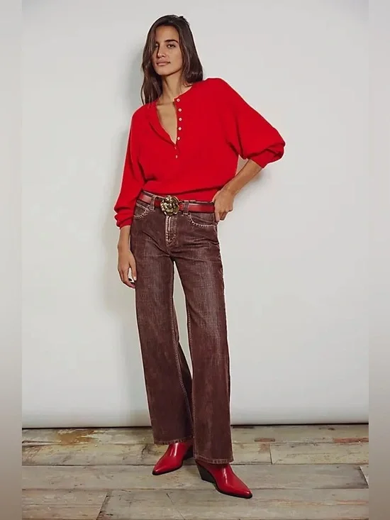 Free People Tinsley High-Rise Flocked Jeans