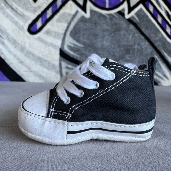 Size 1c - Converse Newborn Crib Booties Black 8J231 First All Star Baby Shoes