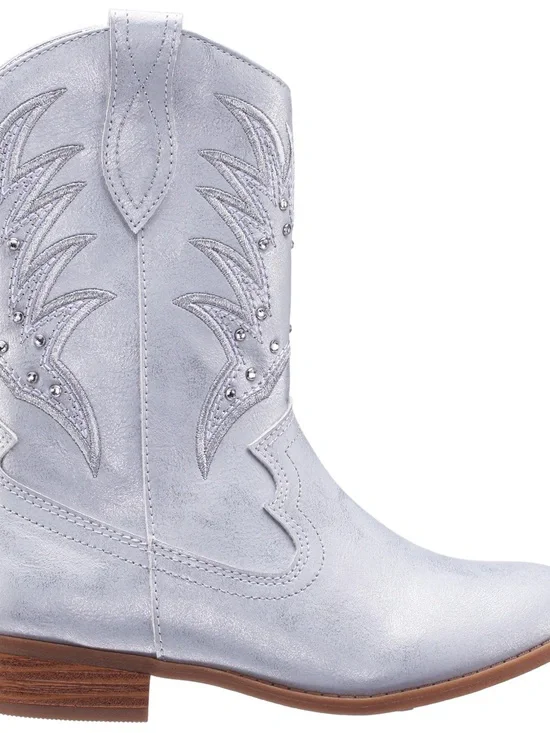 Nina Silver Metallic Cowboy Boot Fillan T Silver Sz 12
