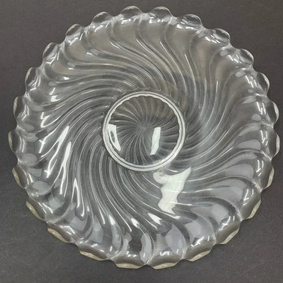 Vintage Fostoria‎ Colony Swirl Glass Serving Platter Cake Plate Depression