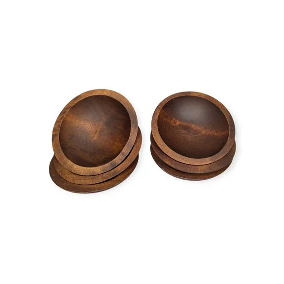 Vintage Canada Baribocraft Marked Wooden Salad Bowls Set of 6