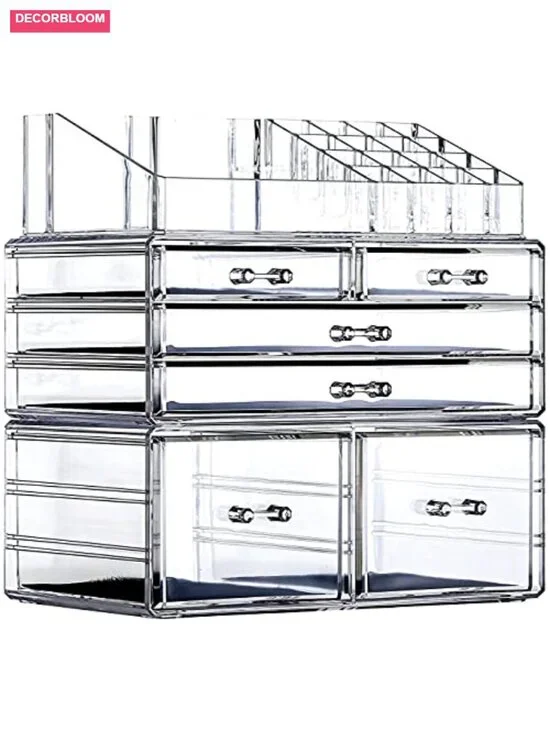 3 Pack Stackable 6-Drawer Acrylic Makeup Organizer for Vanity, Bathroom, Desk