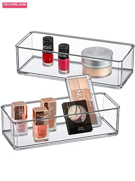 2-Pack Acrylic Makeup Organizer, Transparent Lipstick Holder for Vanity Storage