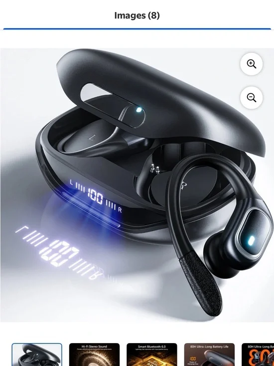 Wireless Black Bluetooth Sports Earbuds with Charging Case