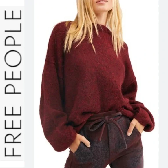 Free People Angelic Balloon Sleeve Oversized Pullover Sweater
