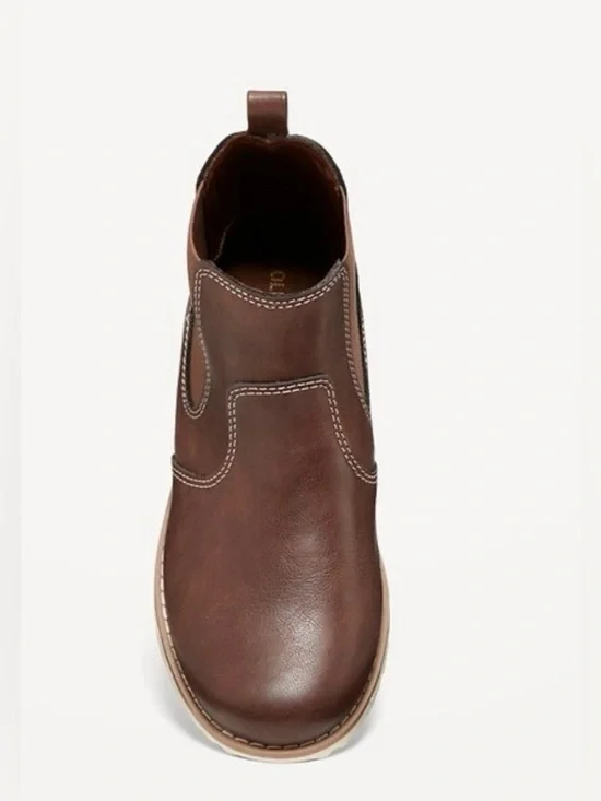 Old Navy Kid’s Brown Faux Leather Chelsea Slip on Boots Size 13