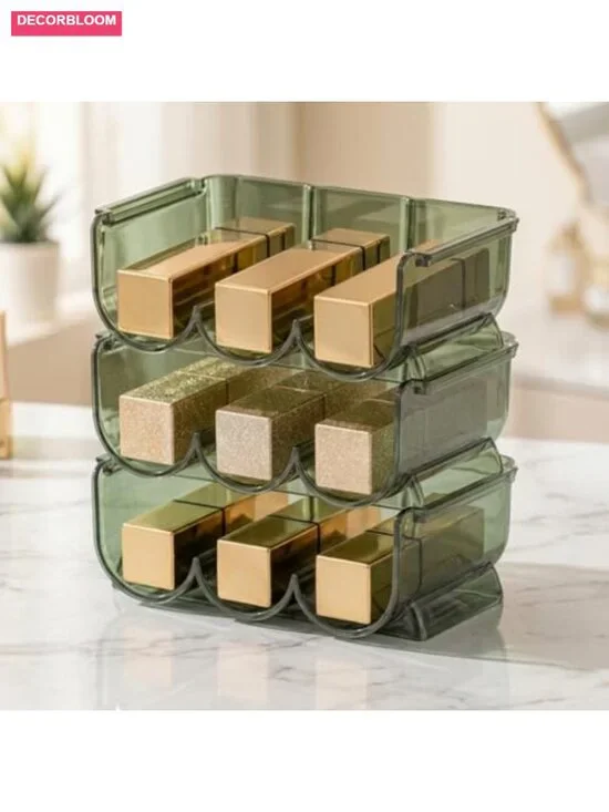 3-Tier Acrylic Lipstick Organizer, Stackable Cosmetic Display Case, 9 Slot