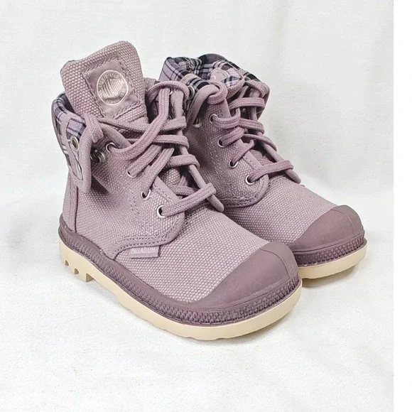 Palladium Baggy Boots Elderberry Purple Plaid Canvas Infant Size 5 New in Box