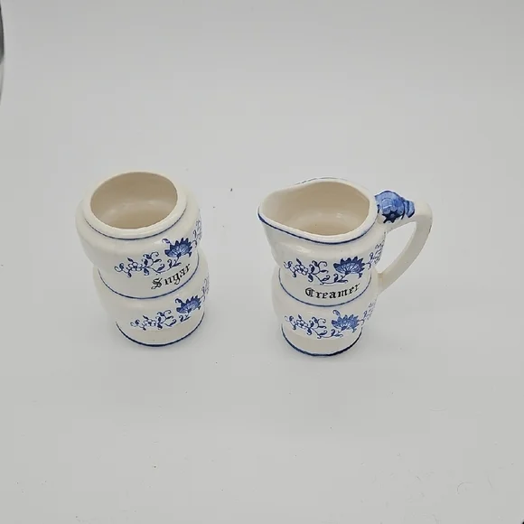 Vintage Blue and White Floral Serveware Set