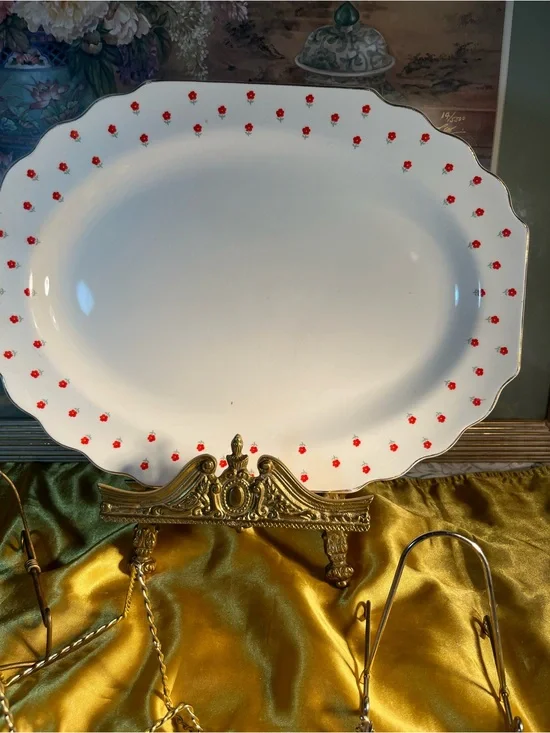 White Porcelain Serving Platter W S George 16” blushing rose platter