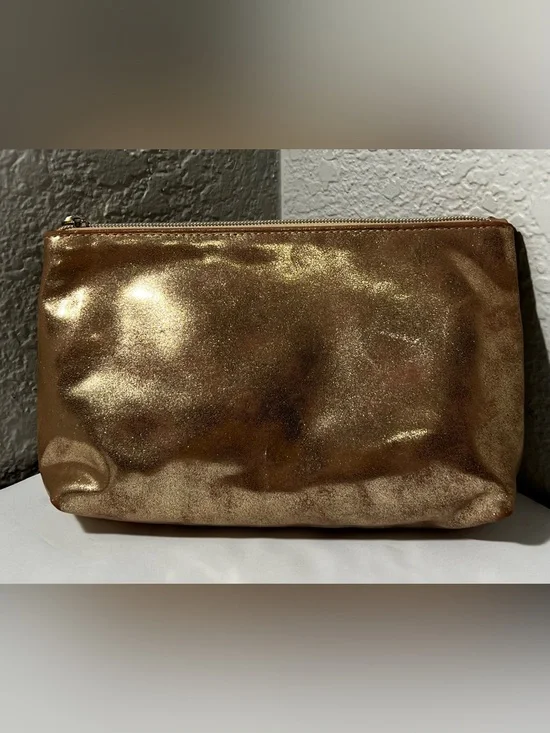 bareMinerals Gold Metallic Makeup Cosmetic Bag Travel Pouch