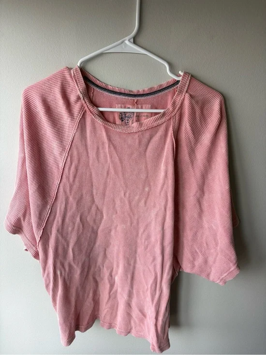 Free People Dusty Pink Raglan Short Sleeve Thermal Top