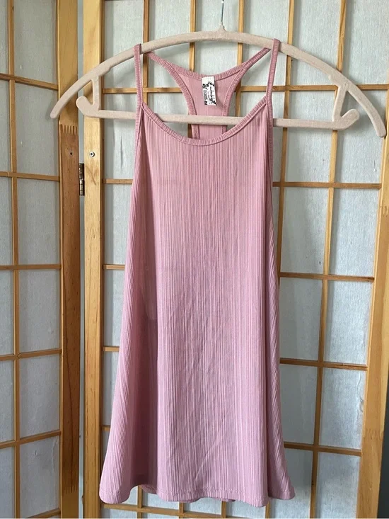Free People Pink/Rose Tank Ribbed High Neck Racerback Tank Top
