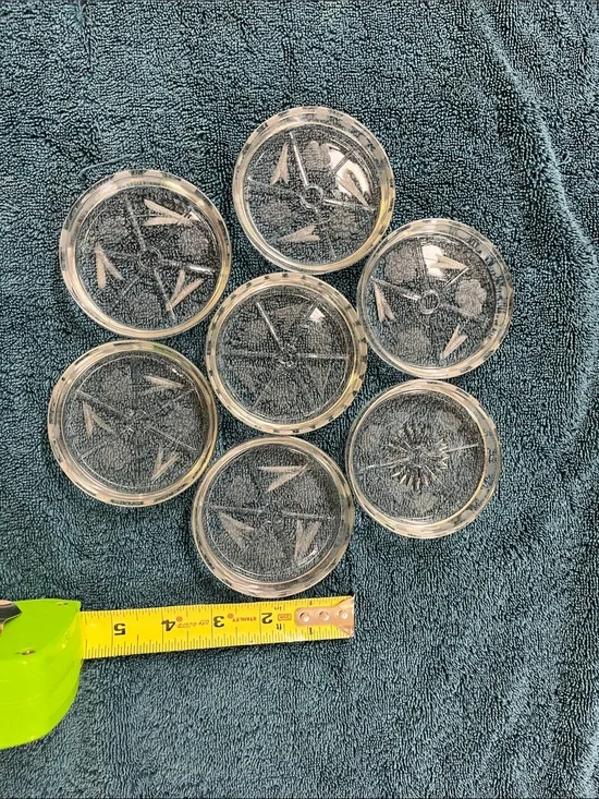 Vintage clear glass drink coasters.