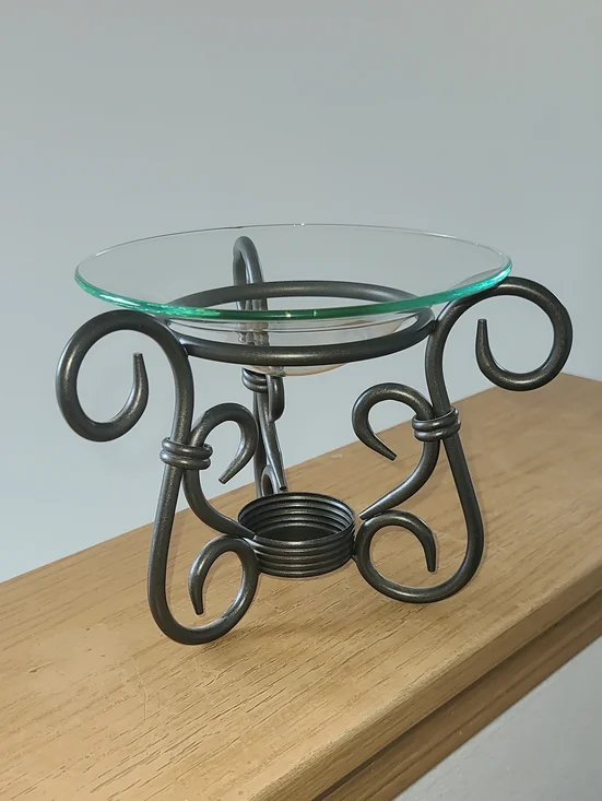 PartyLite Scroll Metal Glass Warmer in Black