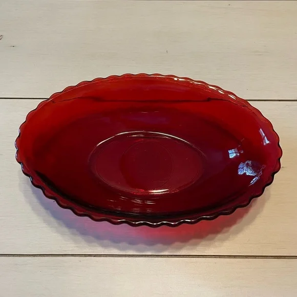 Vintage Anchor Hocking Royal Ruby Oval Vegetable Bowl  Excellent Condition!
