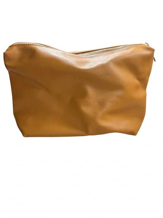 Antik Kraft Tan Leather Zip Cosmetic Pouch