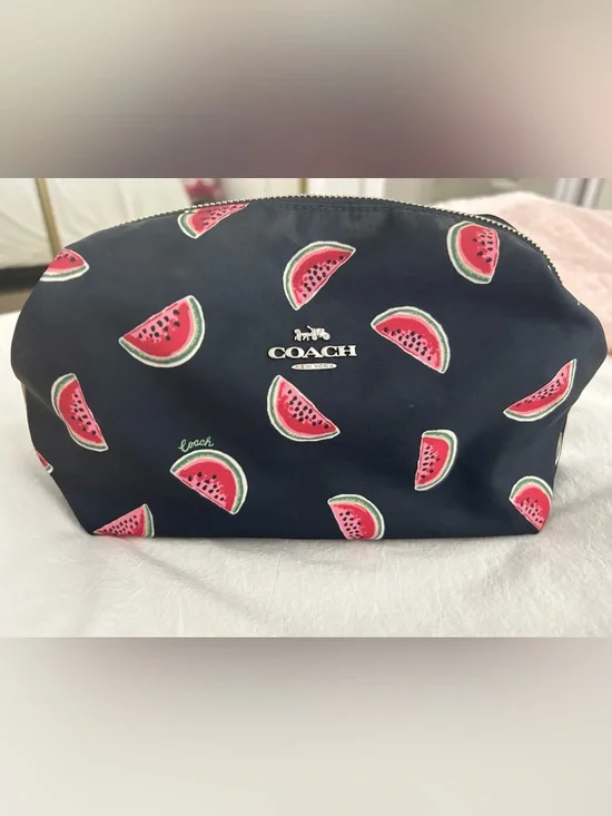 Coach Navy Cosmetic Pouch with Watermelon Print