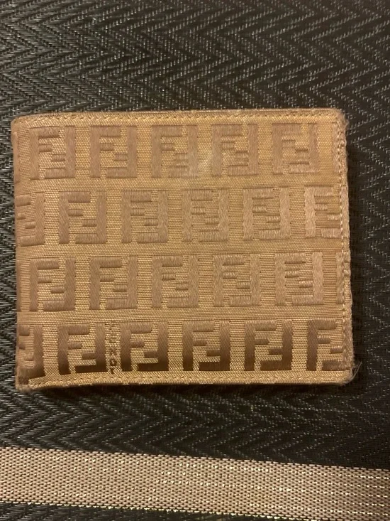 Preowned Fendi Brown FF Logo Canvas Card & Key Holder Wallet