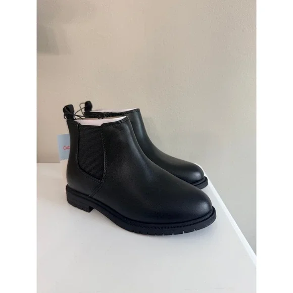 Cat & Jack Tanner Chelsea Boots Toddler 11 Black Zipper Lug Sole NWT