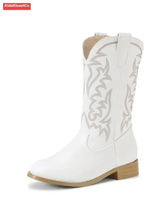 Girls Cowgirl Boots Toddler Western Riding Boots Round Toe Mid Calf Zipper