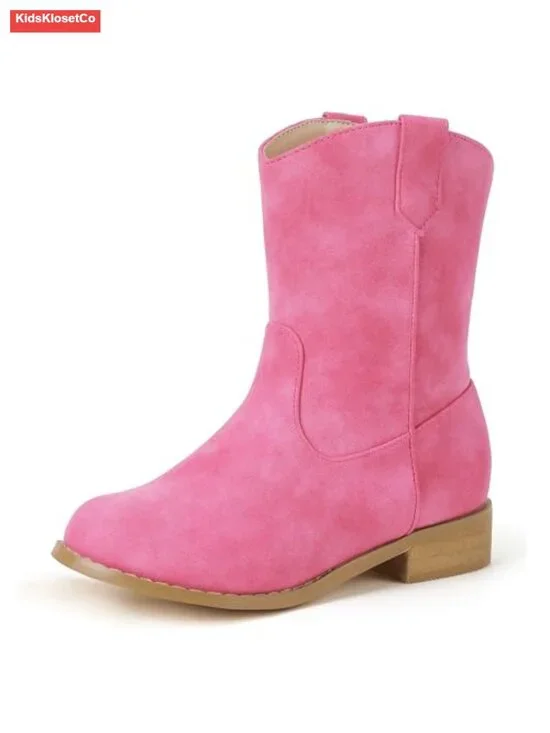 Girls Cowgirl Boots Short Calf Western Toddler Little Big Kids Round Toe Riding