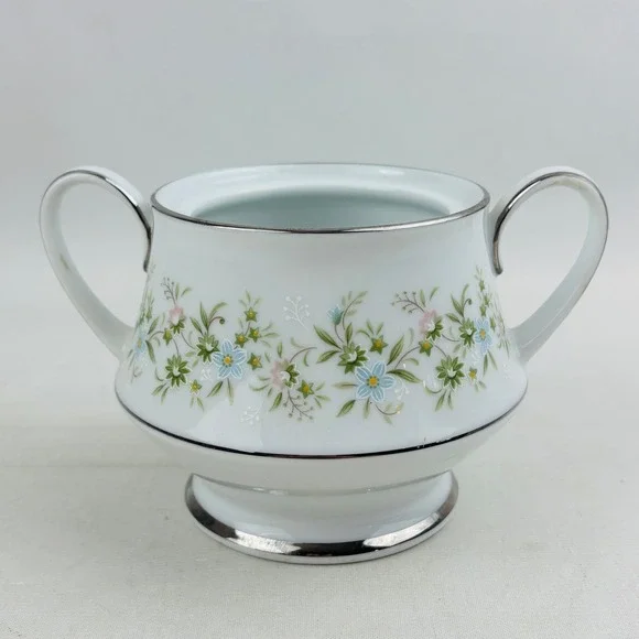Noritake‎ Savannah Sugar Bowl Only No Lid Floral Platinum Rim Japan
