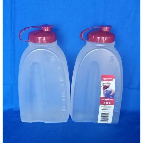 (2) Rubbermaid 2Qt MixerMate Bottle Drink Pitcher Jug ServinSaver Flip Lid 64oz