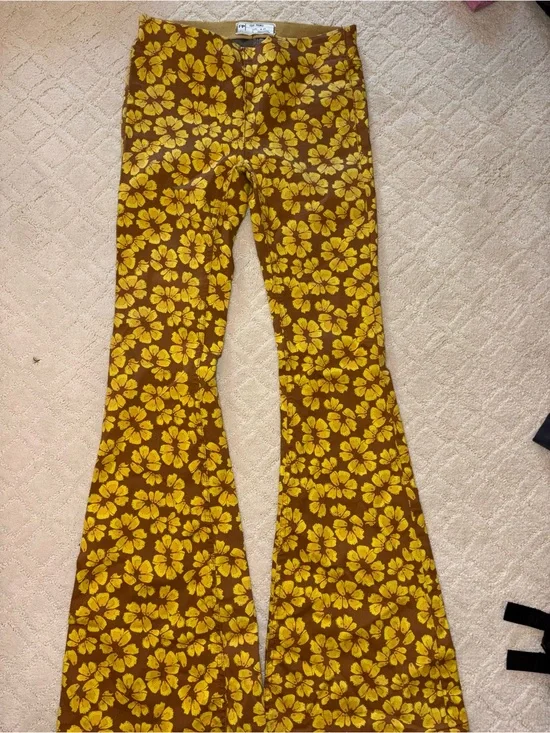 Free people Yellow Floral Flare Jeans - Women