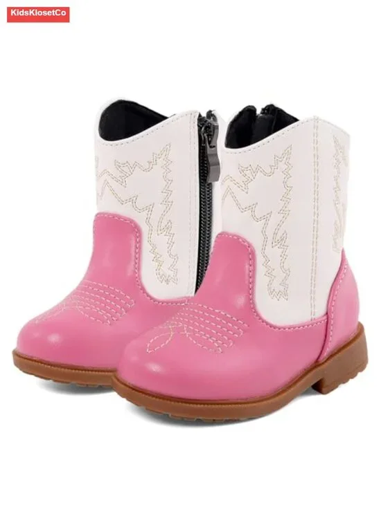 Toddler Western Embroidered Round Toe Boots with Zipper