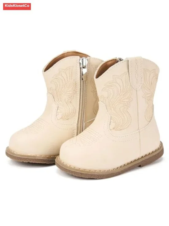 Toddler Boys Girls Western Boots Mid Calf Zipper Closure