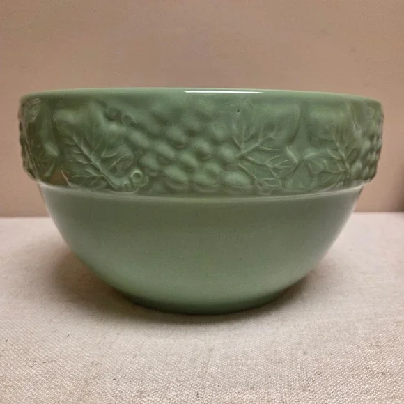 Portugal Sage Green Ceramic Grapevine Embossed Mixing bowl