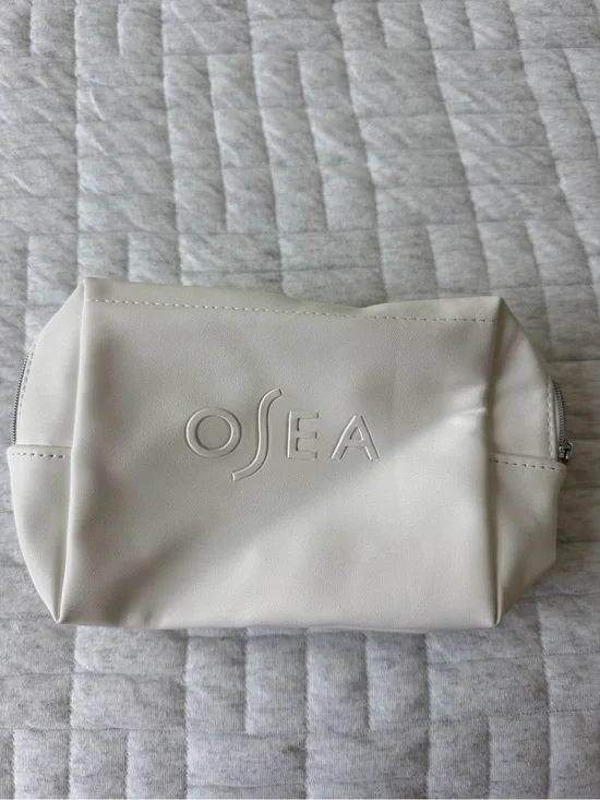 OSEA Cream Vegan Leather Cosmetic Pouch