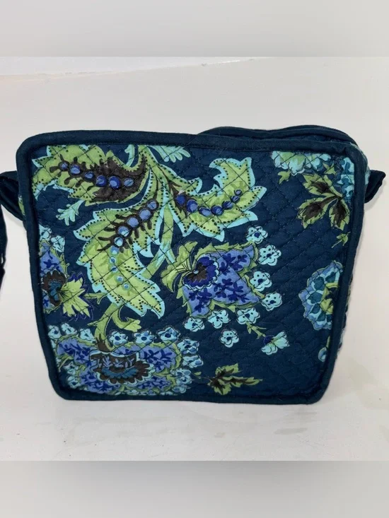 April Cornell Quilted Floral Cosmetic Travel Bag Blue Cotton NWT
