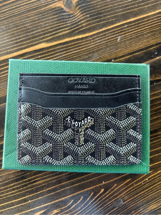 Goyard Black and Brown Chevron Card Sleeve