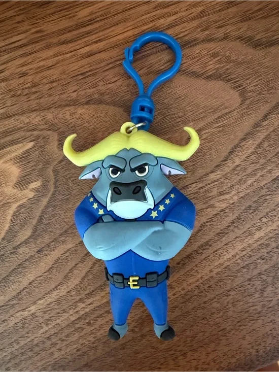 Disney Zootopia Chief Bogo Cape Buffalo Police Captain Clip-On Keychain Bag Acce