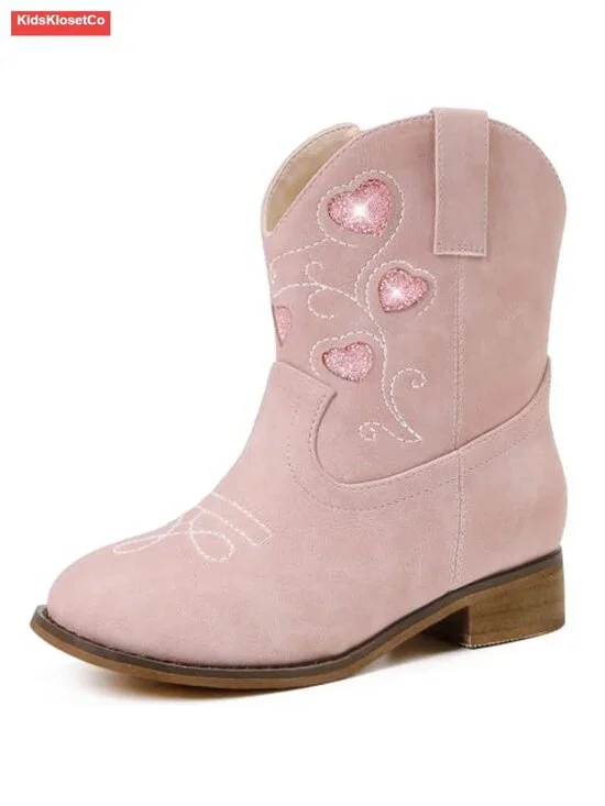Toddler Cowgirl Boots Girls Cowboy Boot Ankle Zip Glitter Heart