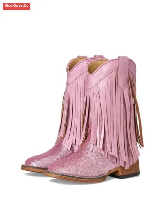Toddler/Little Kid Double Fringe Western Boots with Glitter
