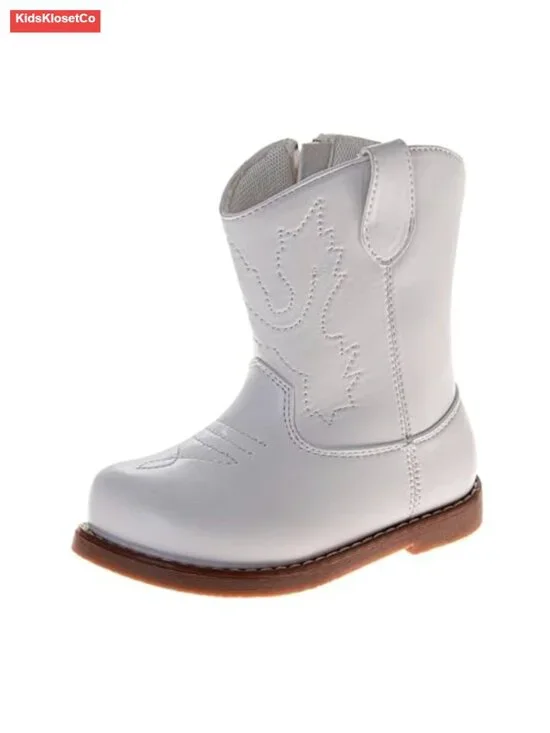 Toddler Cowboy Boots Mid Calf Faux Leather Pull-On Dress Boots