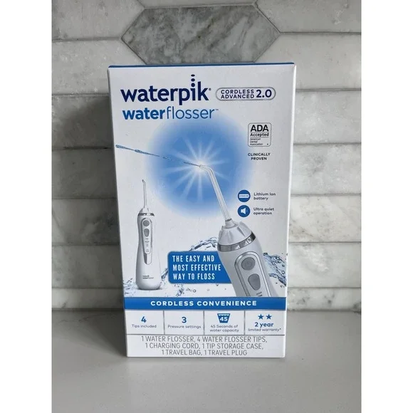 Waterpik Cordless Advanced 2.0 White Water Flosser For Teeth Gums Braces Dental