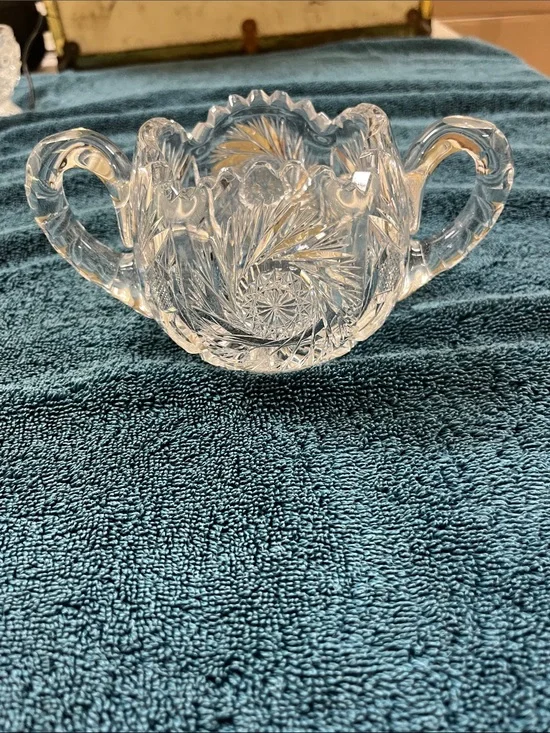 American Brilliant Period cut glass sugar bowl.