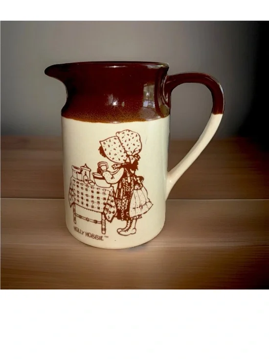 Holly Hobbie Brown Beige Two Tone Pitcher/Creamer Designers Collection 1978 VTG