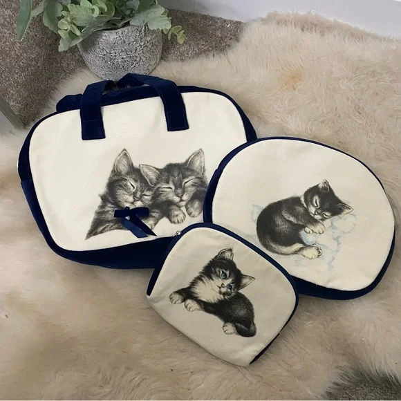 Kitten Cat Makeup Travel Bags, Set of 3