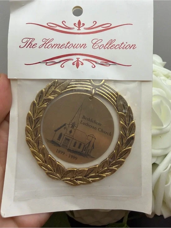 The Hometown Collection Gold Church Ornament - Bethlehem Lutheran Church
