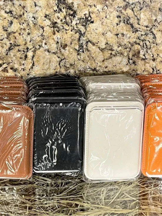 Apple Leather Key & Card Holder in Black, White, Tan, Orange