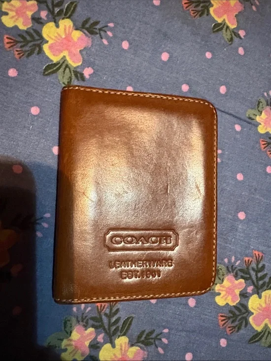 COACH Brown Leather Card with Embossed Logo